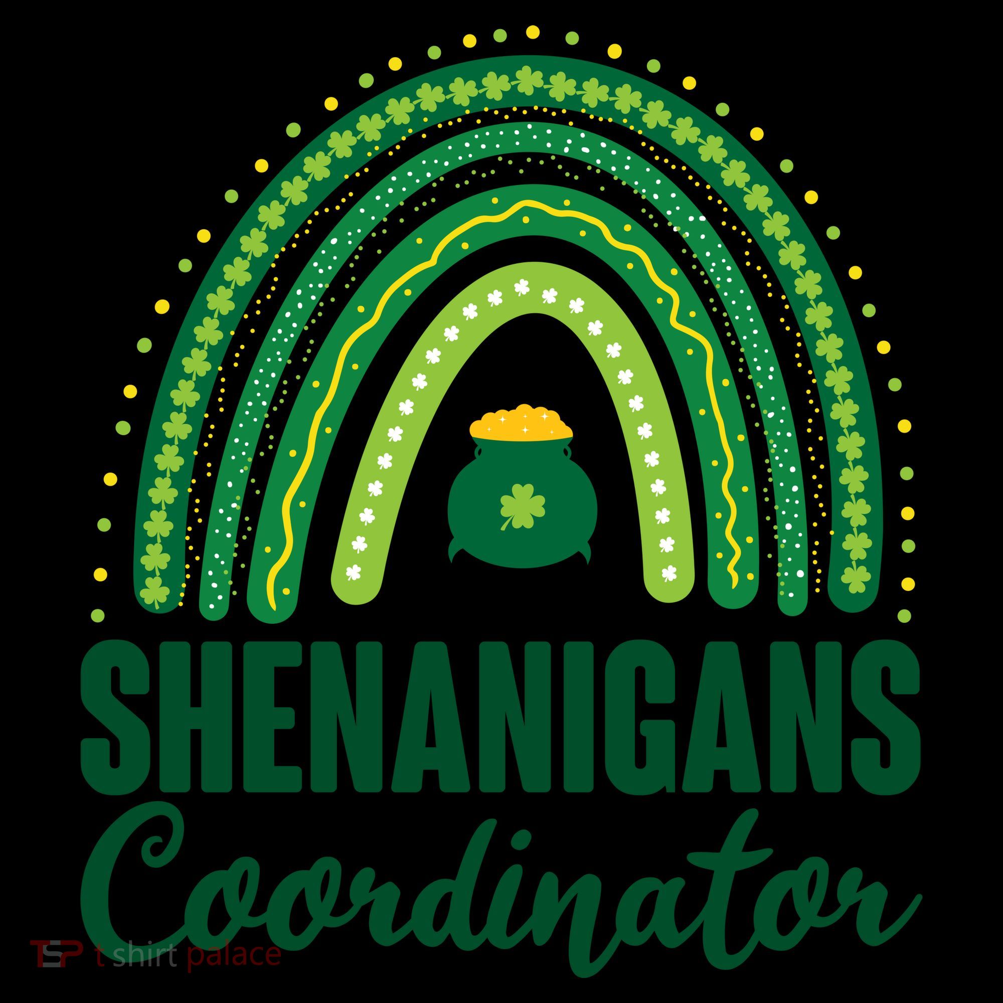 Funny Cute Shenanigans Coordinator Lucky Green Rainbow Pot Of Gold Coffee Mug