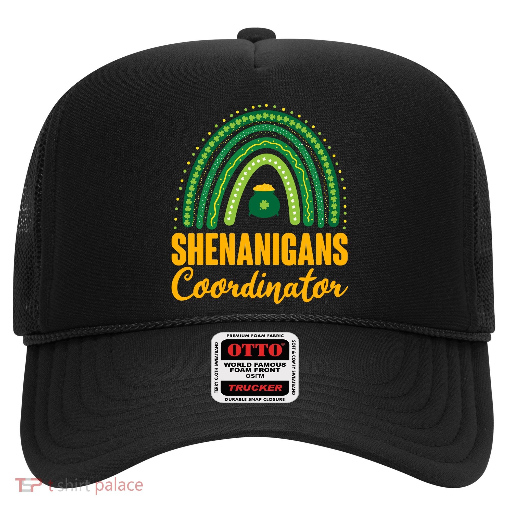 Funny Cute Shenanigans Coordinator Lucky Green Rainbow Pot Of Gold Hat