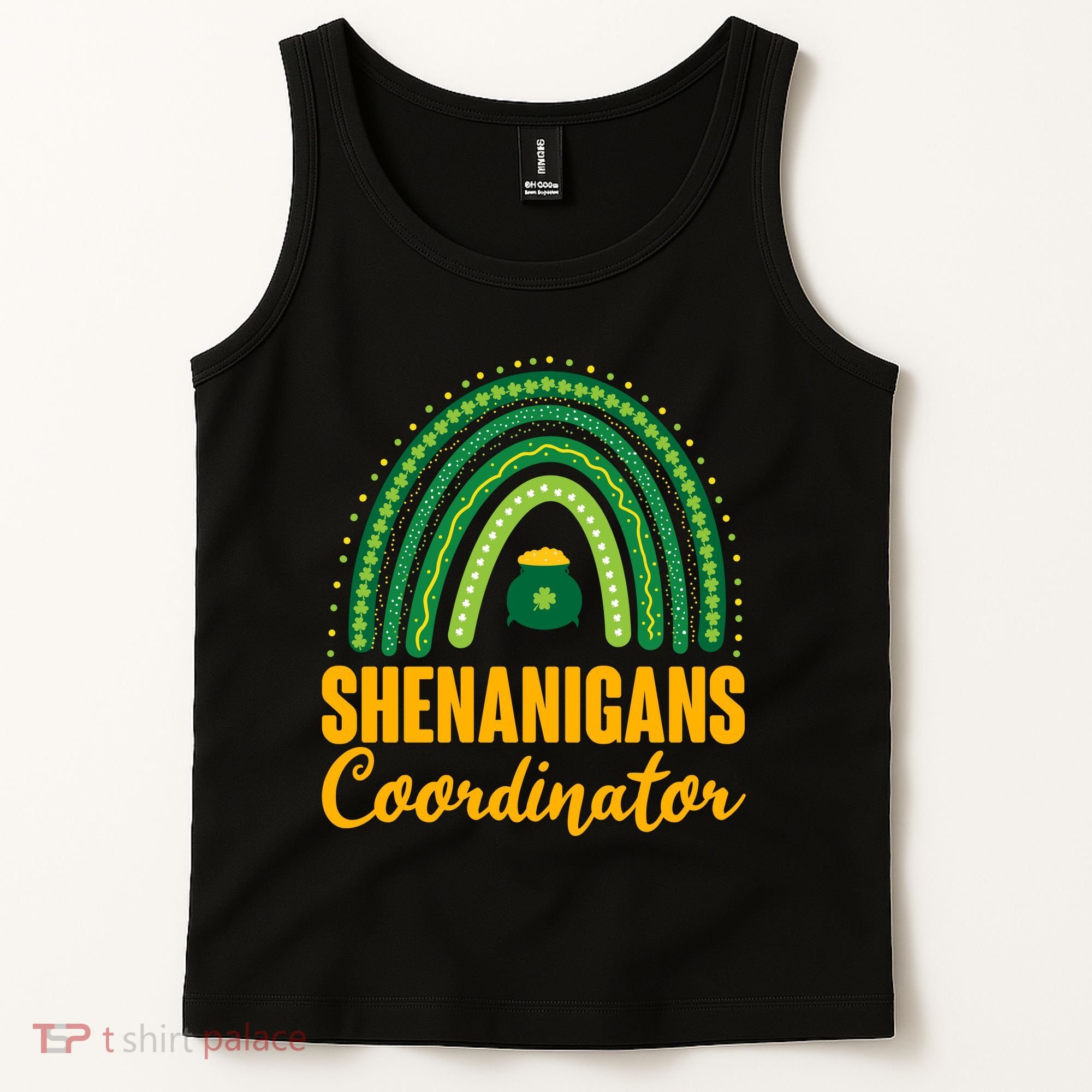 Funny Cute Shenanigans Coordinator Lucky Green Rainbow Pot Of Gold Tank Top