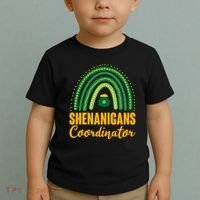 Funny Cute Shenanigans Coordinator Lucky Green Rainbow Pot Of Gold Toddler T-Shirt thumb 2