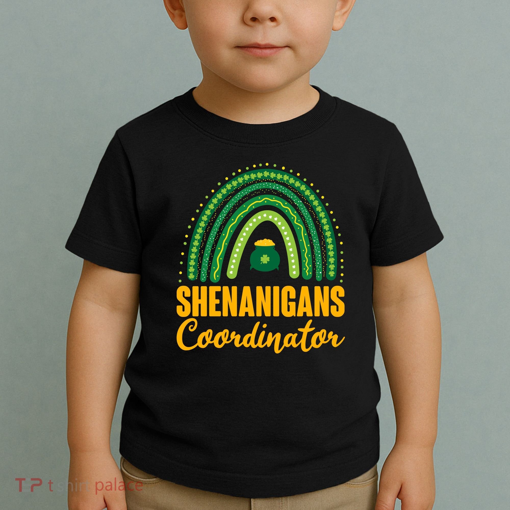 Funny Cute Shenanigans Coordinator Lucky Green Rainbow Pot Of Gold Toddler T-Shirt