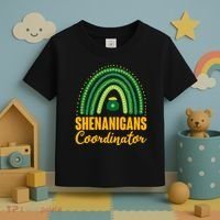 Funny Cute Shenanigans Coordinator Lucky Green Rainbow Pot Of Gold Toddler T-Shirt thumb 3
