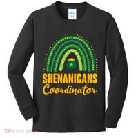 Funny Cute Shenanigans Coordinator Lucky Green Rainbow Pot Of Gold Kids Long Sleeve Shirt thumb 0