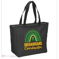 Funny Cute Shenanigans Coordinator Lucky Green Rainbow Pot Of Gold Tote Bag thumb 2