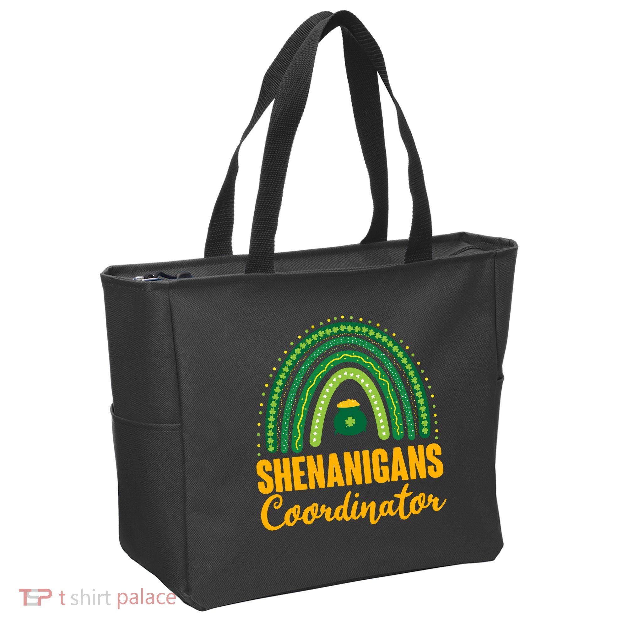 Funny Cute Shenanigans Coordinator Lucky Green Rainbow Pot Of Gold Tote Bag