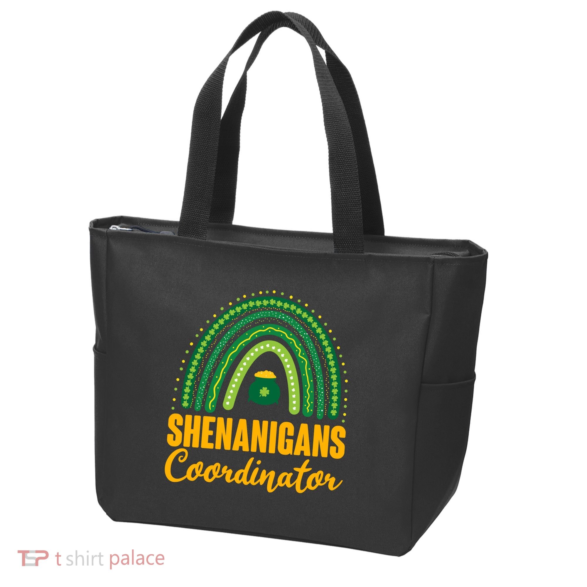 Funny Cute Shenanigans Coordinator Lucky Green Rainbow Pot Of Gold Tote Bag