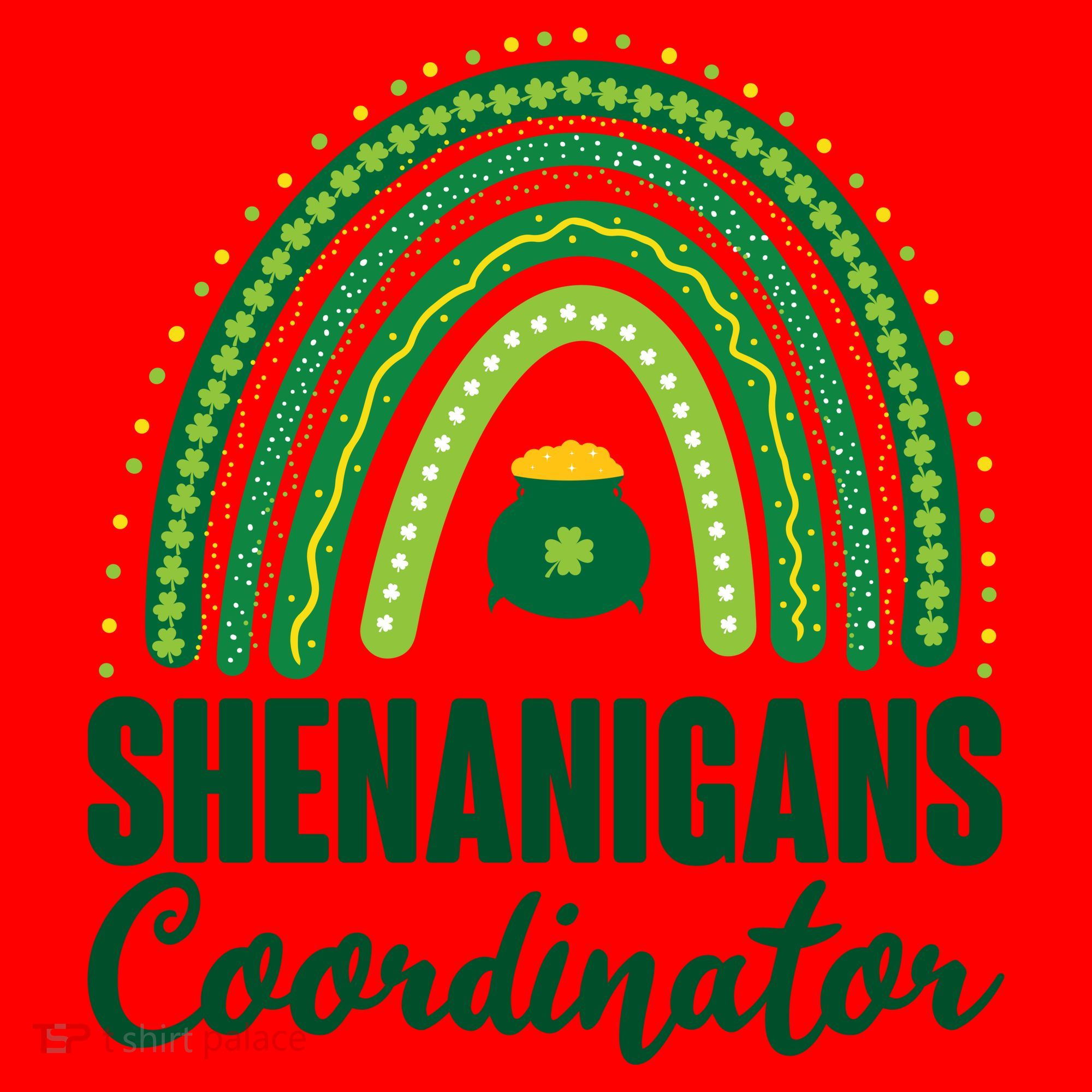 Funny Cute Shenanigans Coordinator Lucky Green Rainbow Pot Of Gold Santa Hat
