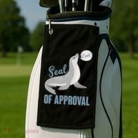 Funny Cute Seal Of Approval Golf Towel thumb 2