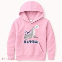 Funny Cute Seal Of Approval Kids Hoodie thumb 0