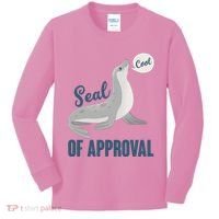 Funny Cute Seal Of Approval Kids Long Sleeve Shirt thumb 0