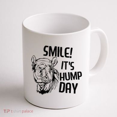 Funny Camel Smile! ItS Hump Day Funny Hump Day Coffee Mug back
