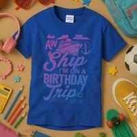 Funny Cruise Ship Vacation Aw Ship Im On A Birthday Trip Gift Kids T-Shirt thumb 3