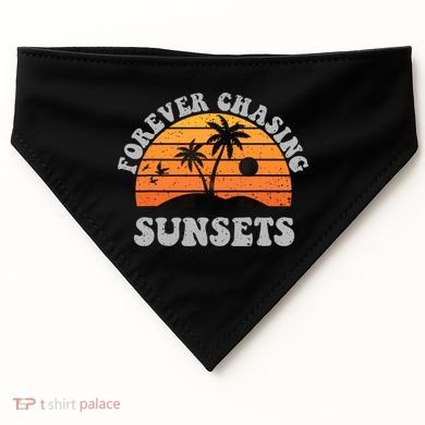 Forever Chasing Sunsets Funny Retro Sunset Photographer Men USA-Made Doggie Bandana