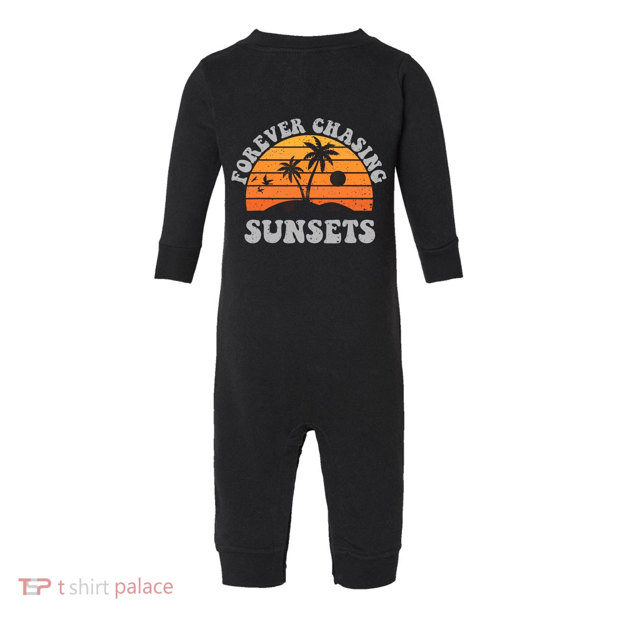 Forever Chasing Sunsets Funny Retro Sunset Photographer Men Infant Fleece One Piece