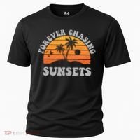 Forever Chasing Sunsets Funny Retro Sunset Photographer Men Cooling Performance Crew T-Shirt thumb 0
