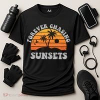 Forever Chasing Sunsets Funny Retro Sunset Photographer Men Cooling Performance Crew T-Shirt thumb 3