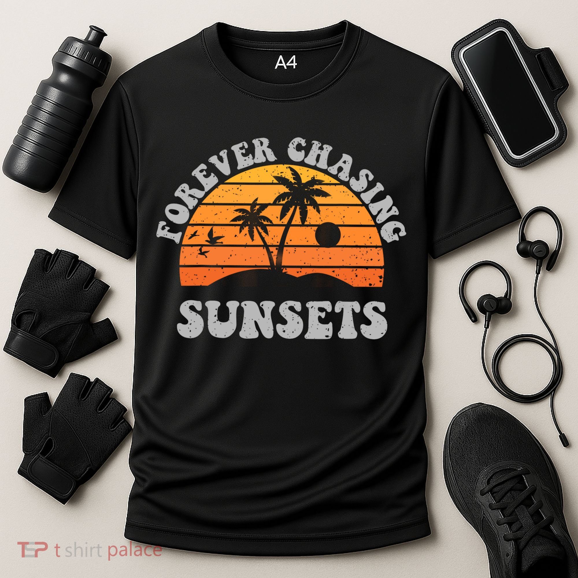 Forever Chasing Sunsets Funny Retro Sunset Photographer Men Cooling Performance Crew T-Shirt