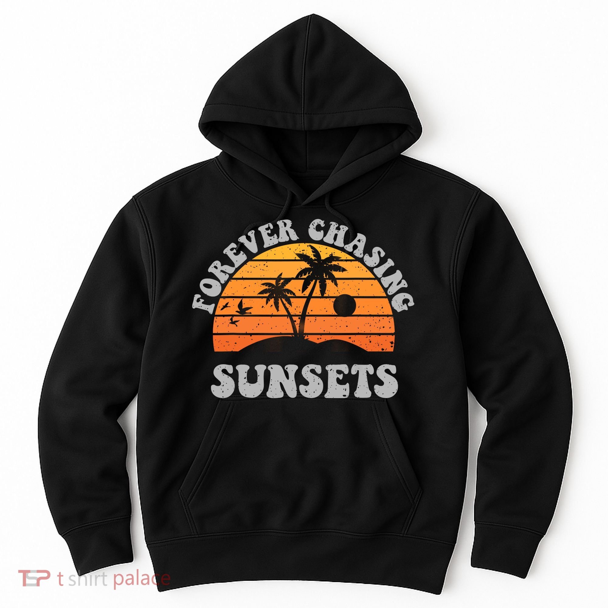 Forever Chasing Sunsets Funny Retro Sunset Photographer Men Hoodie
