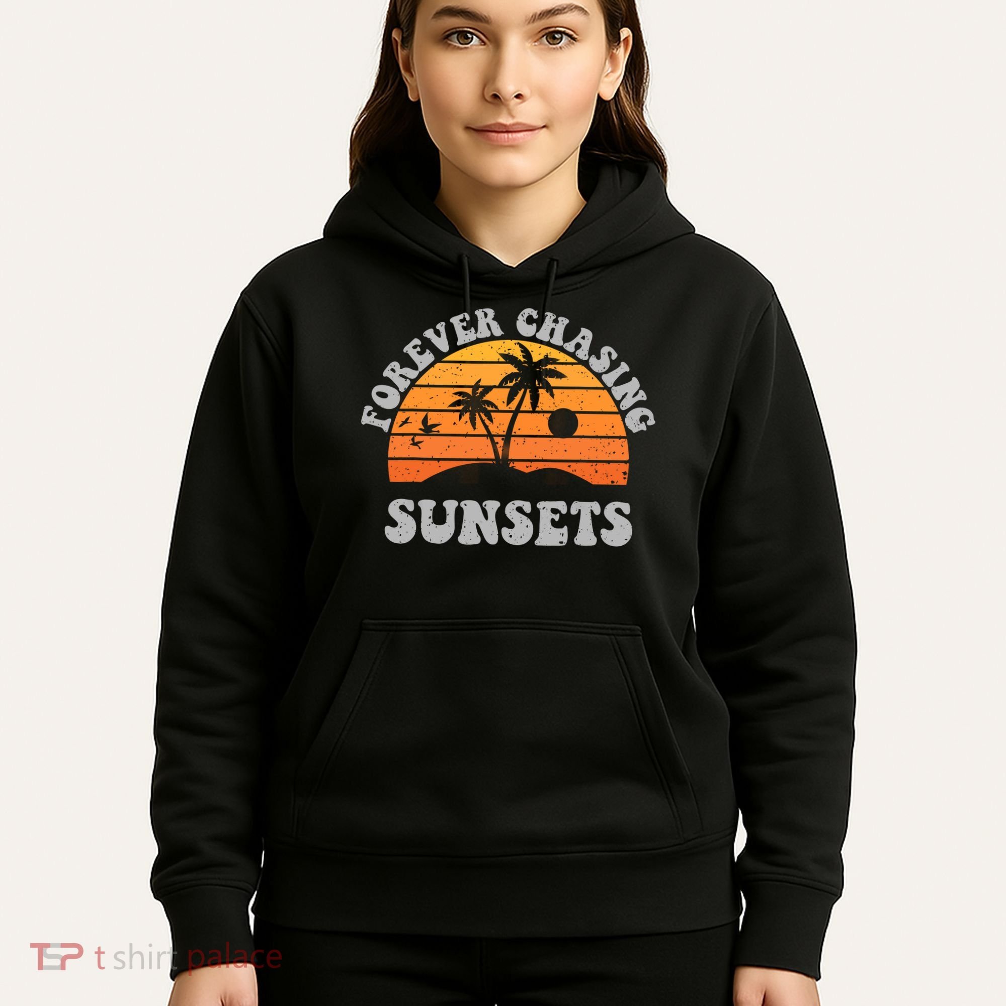 Forever Chasing Sunsets Funny Retro Sunset Photographer Men Hoodie