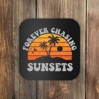 Forever Chasing Sunsets Funny Retro Sunset Photographer Men Coaster thumb 0