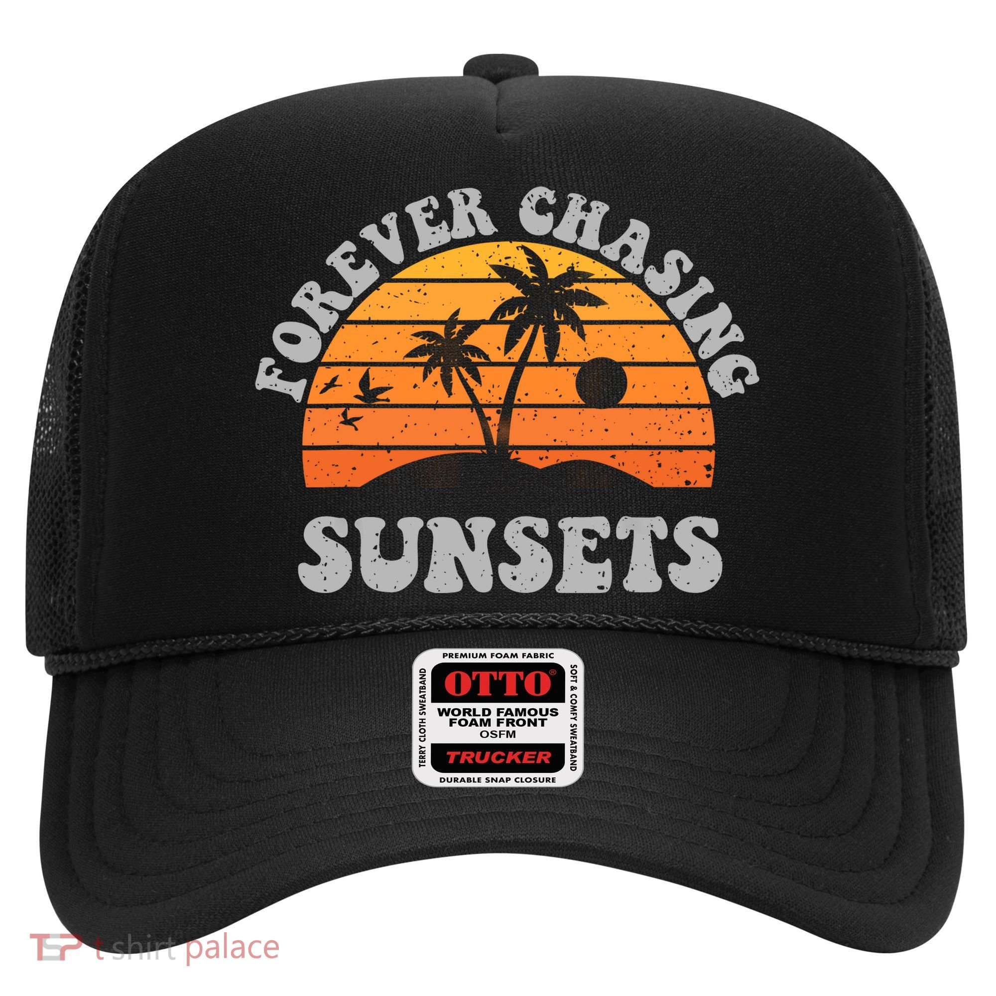Forever Chasing Sunsets Funny Retro Sunset Photographer Men Hat