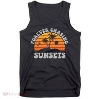 Forever Chasing Sunsets Funny Retro Sunset Photographer Men Tank Top thumb 0