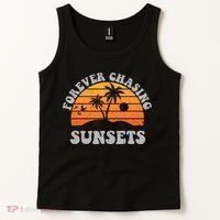 Forever Chasing Sunsets Funny Retro Sunset Photographer Men Tank Top thumb 2