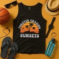 Forever Chasing Sunsets Funny Retro Sunset Photographer Men Tank Top thumb 4
