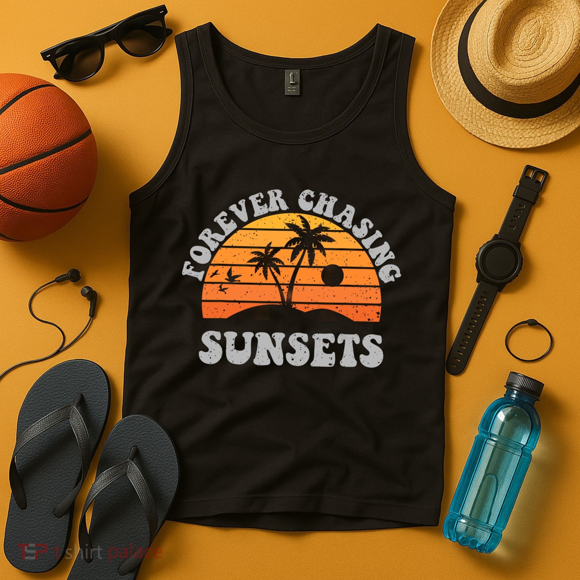 Forever Chasing Sunsets Funny Retro Sunset Photographer Men Tank Top