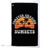 Forever Chasing Sunsets Funny Retro Sunset Photographer Men Golf Towel thumb 0