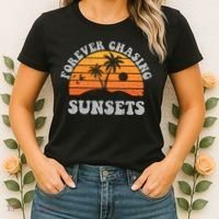 Forever Chasing Sunsets Funny Retro Sunset Photographer Men Women's T-Shirt thumb 2