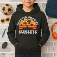 Forever Chasing Sunsets Funny Retro Sunset Photographer Men Kids Hoodie thumb 2