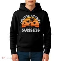Forever Chasing Sunsets Funny Retro Sunset Photographer Men Kids Hoodie thumb 4