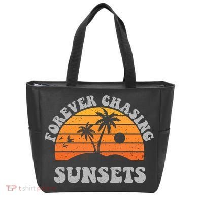 Forever Chasing Sunsets Funny Retro Sunset Photographer Men Tote Bag