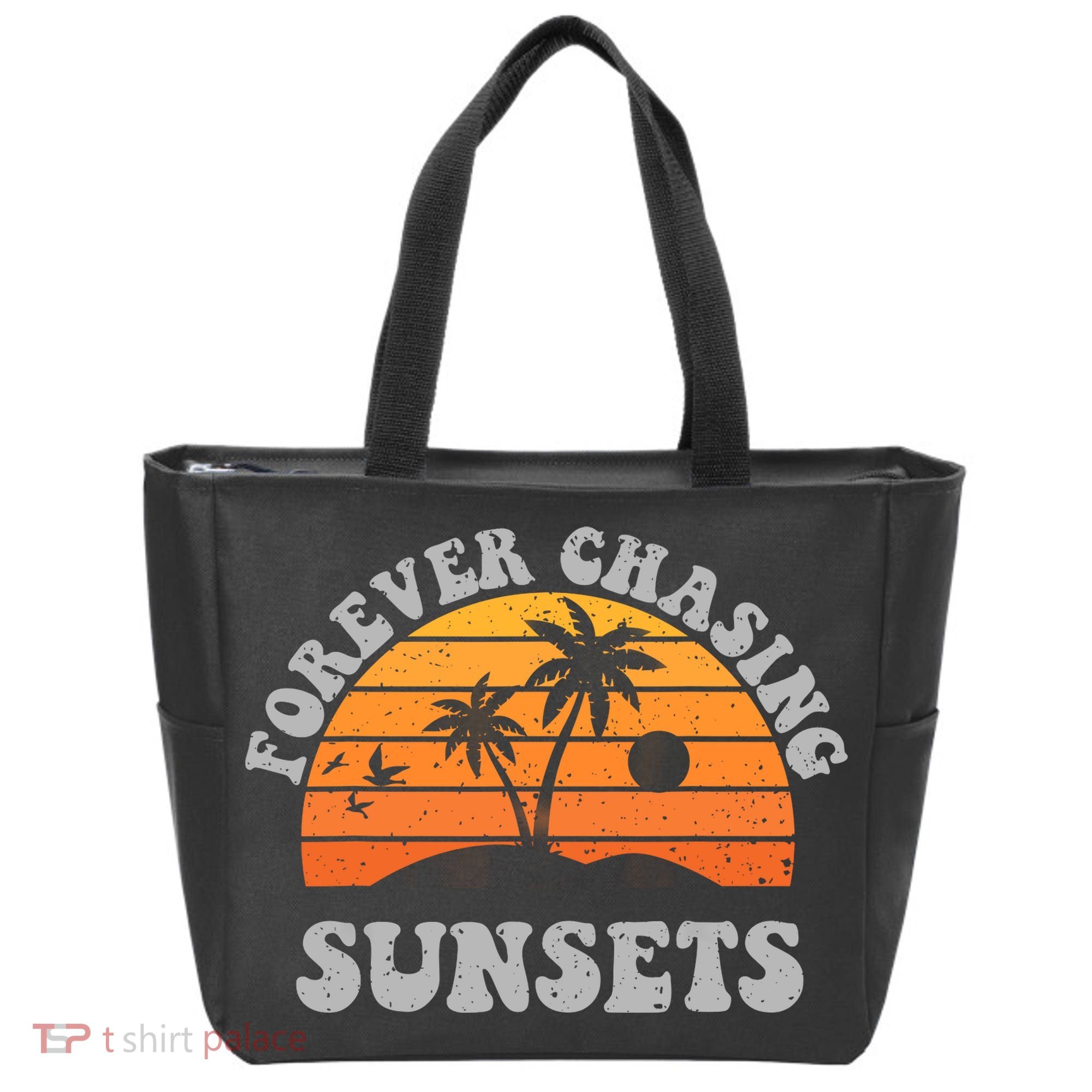 Forever Chasing Sunsets Funny Retro Sunset Photographer Men Tote Bag