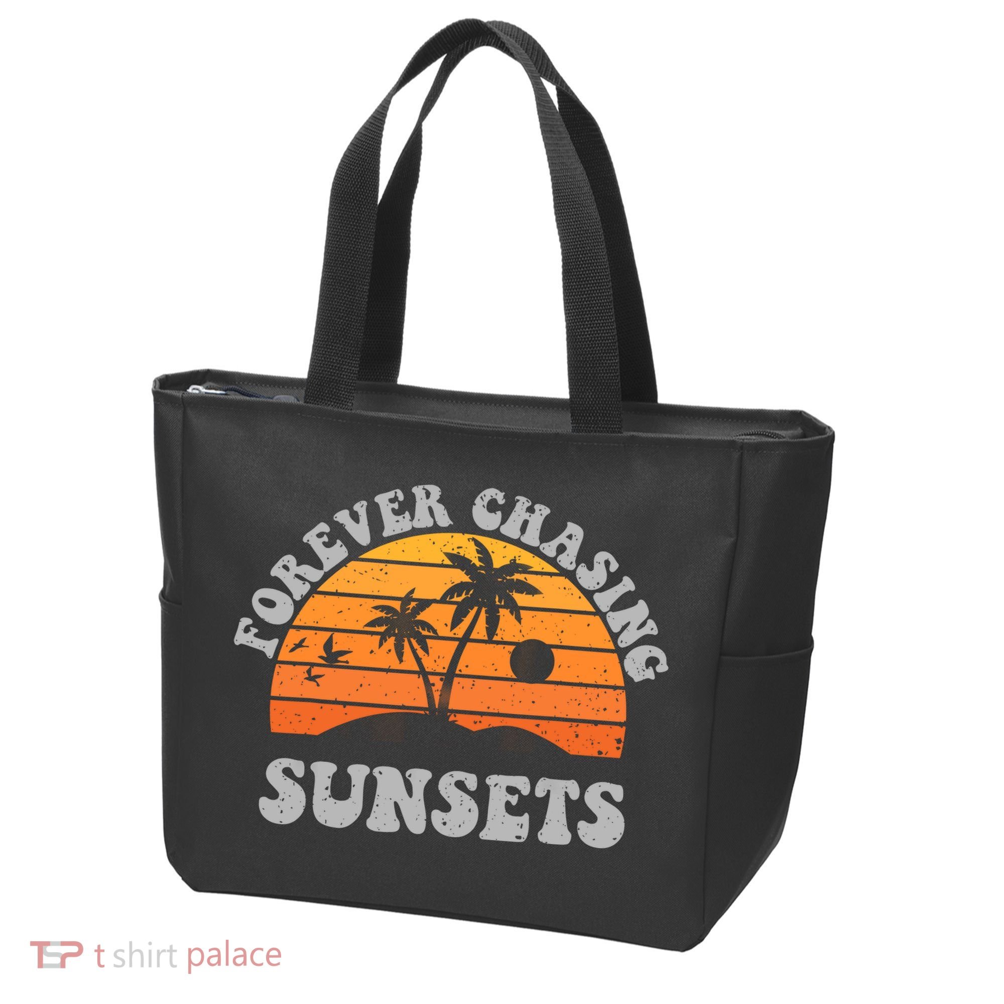 Forever Chasing Sunsets Funny Retro Sunset Photographer Men Tote Bag