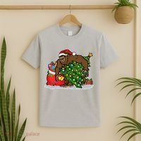 Funny Christmas Santa Sasquatch Bigfoot T-Shirt thumb 2