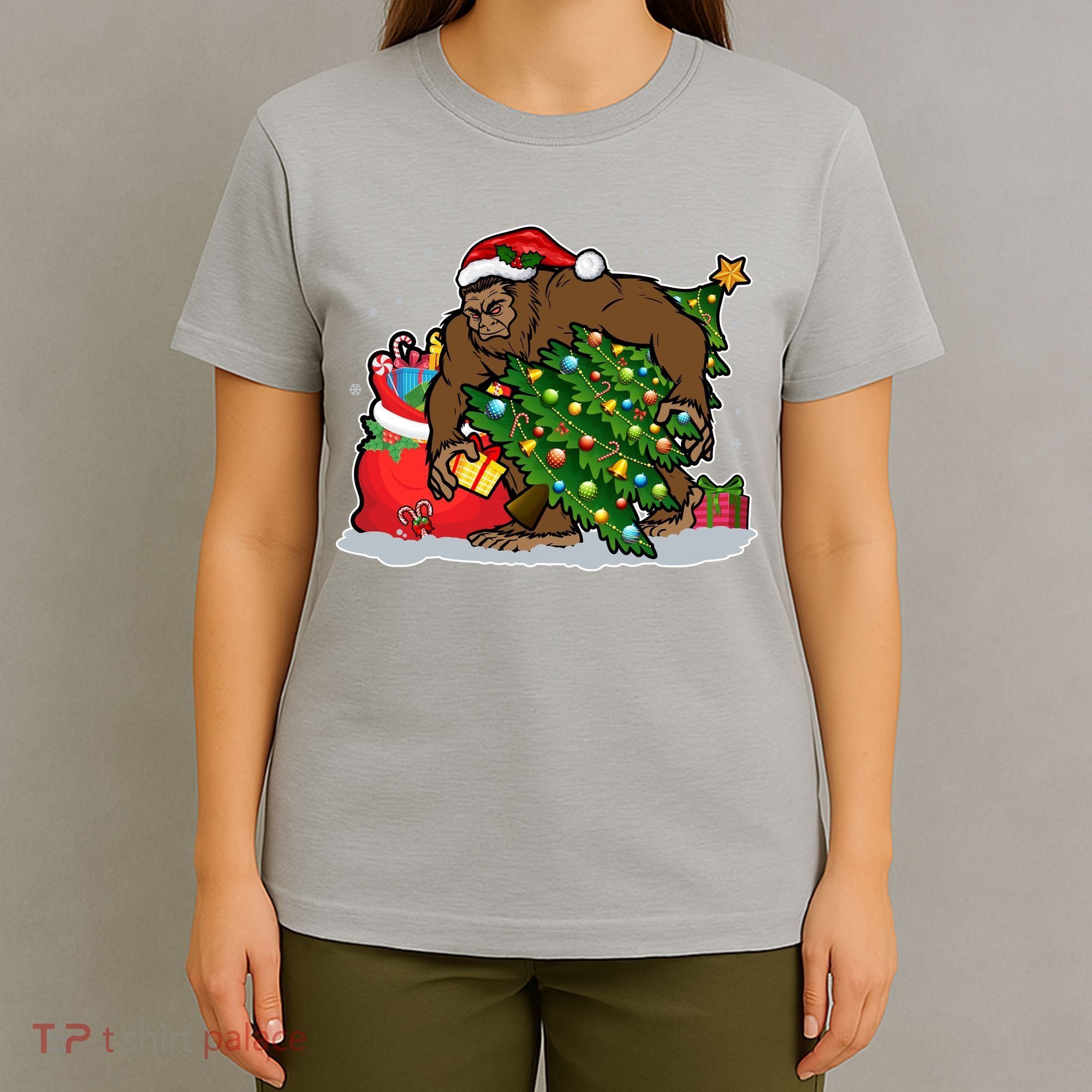 Funny Christmas Santa Sasquatch Bigfoot T-Shirt