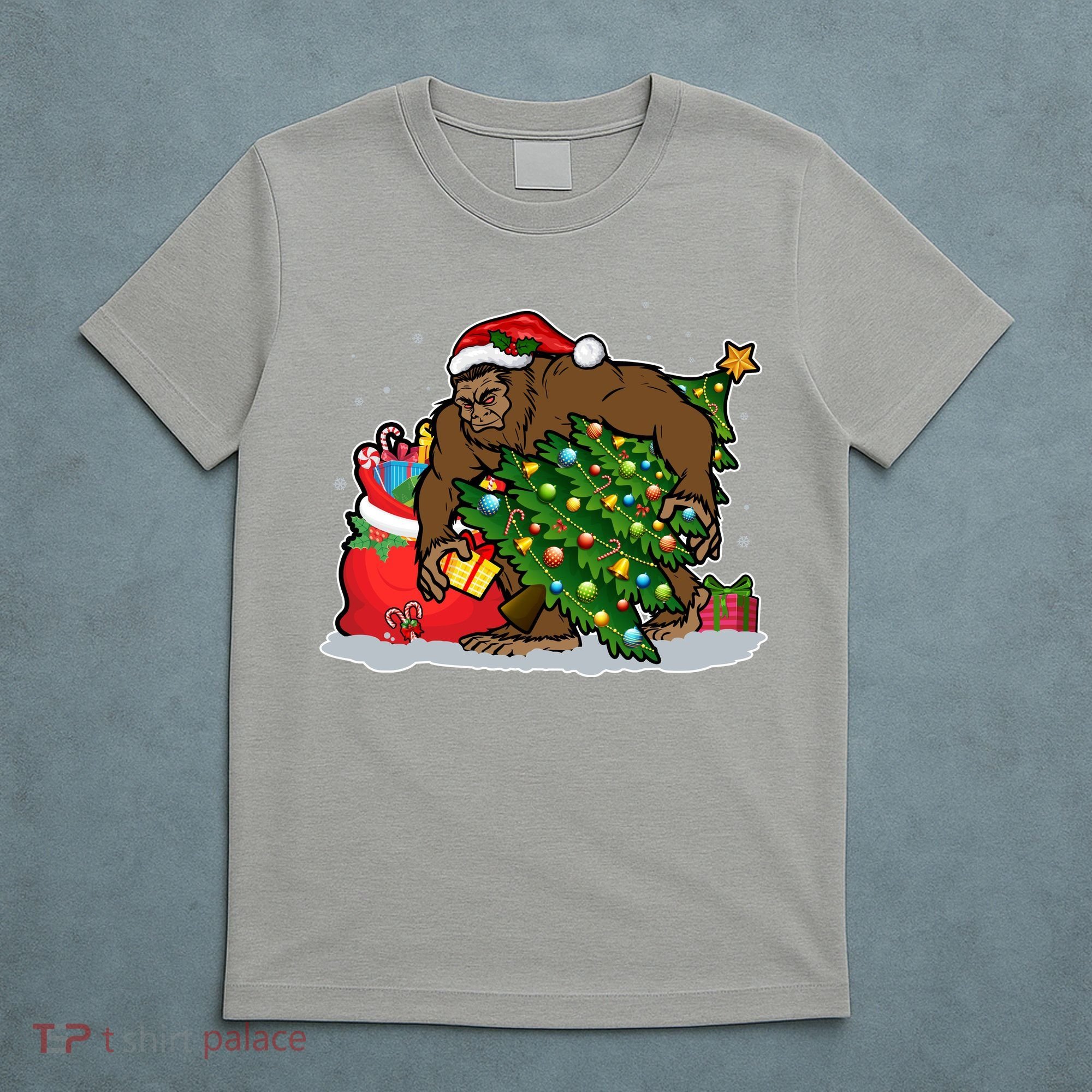 Funny Christmas Santa Sasquatch Bigfoot T-Shirt