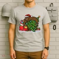 Funny Christmas Santa Sasquatch Bigfoot T-Shirt thumb 6