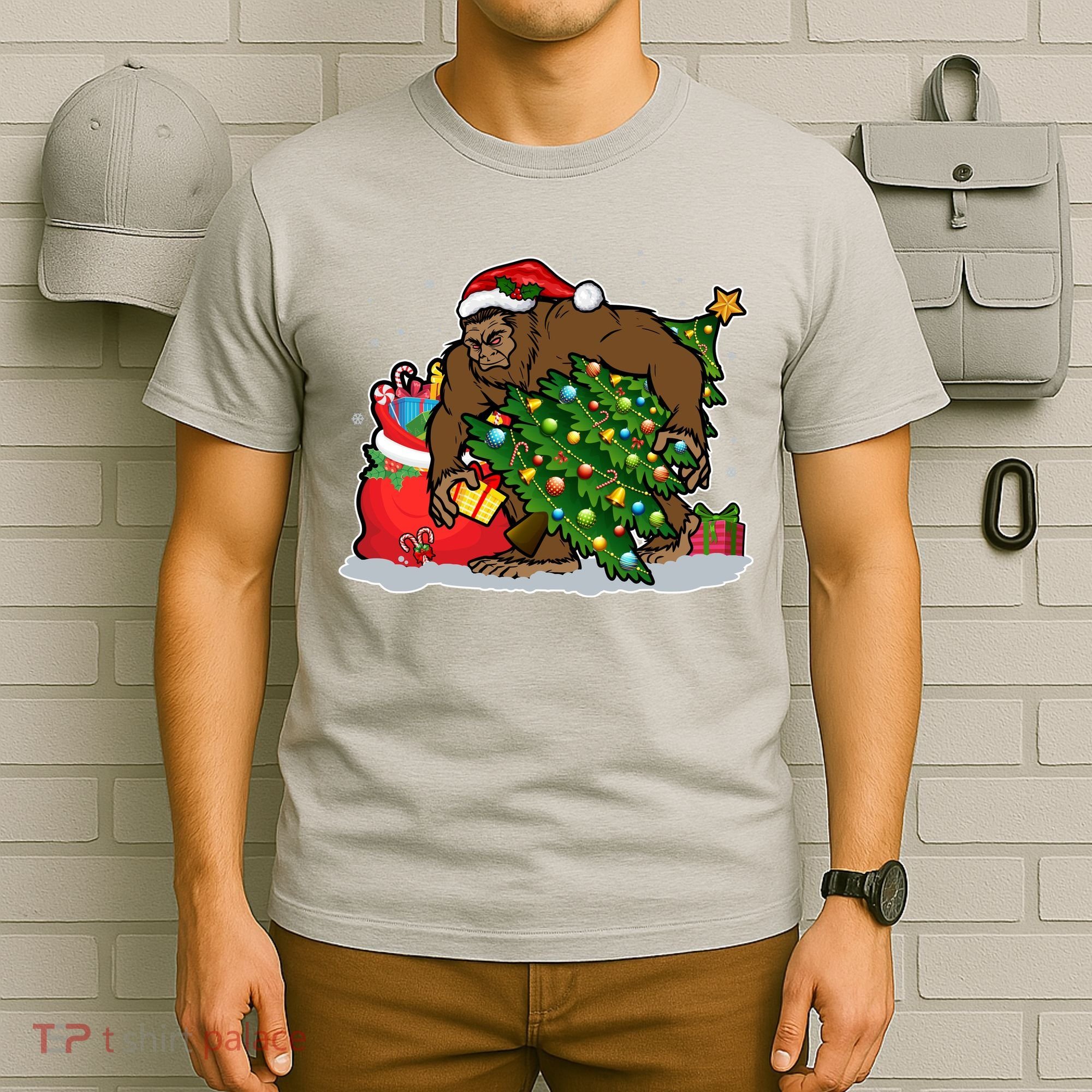 Funny Christmas Santa Sasquatch Bigfoot T-Shirt