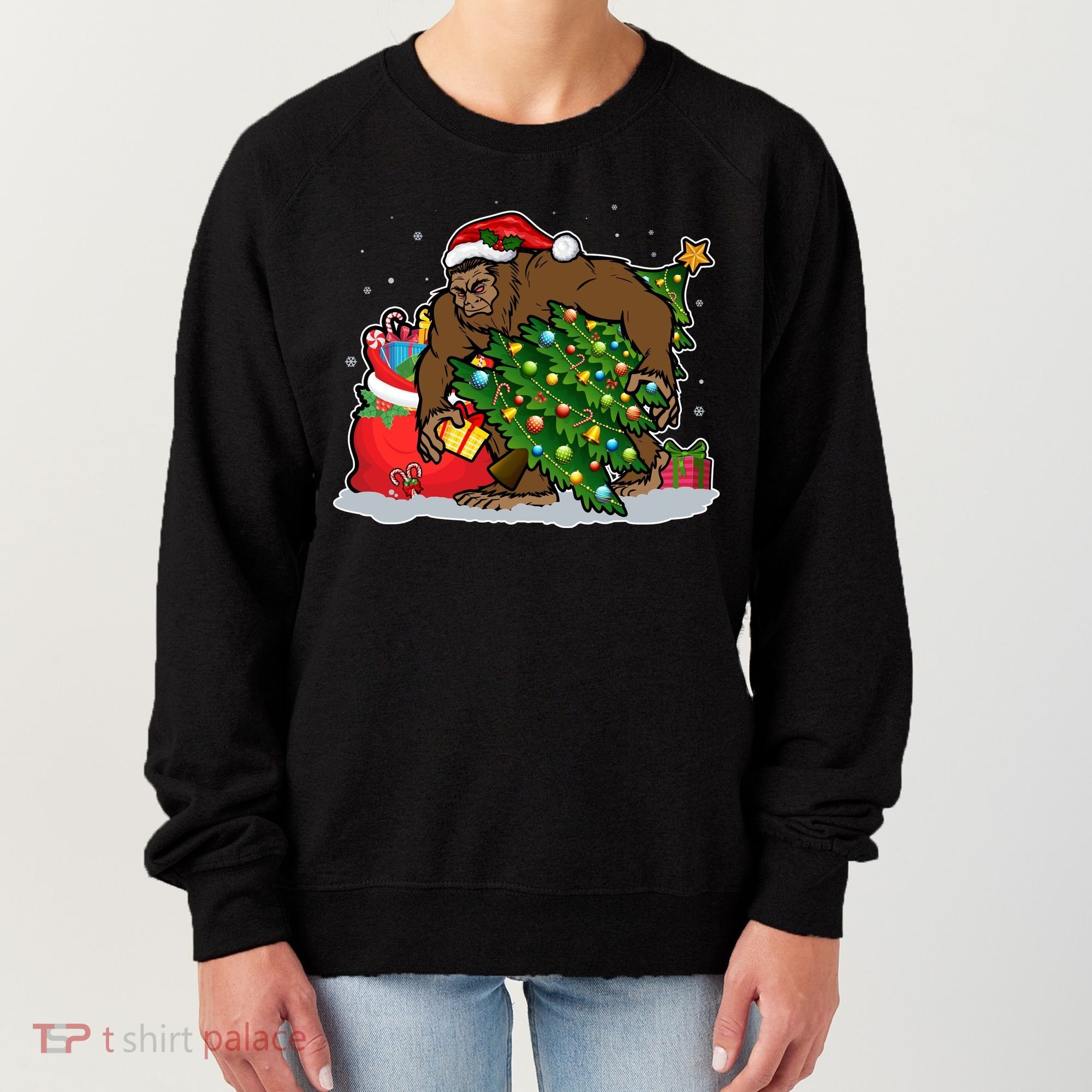 Funny Christmas Santa Sasquatch Bigfoot Women's Sweatshirt