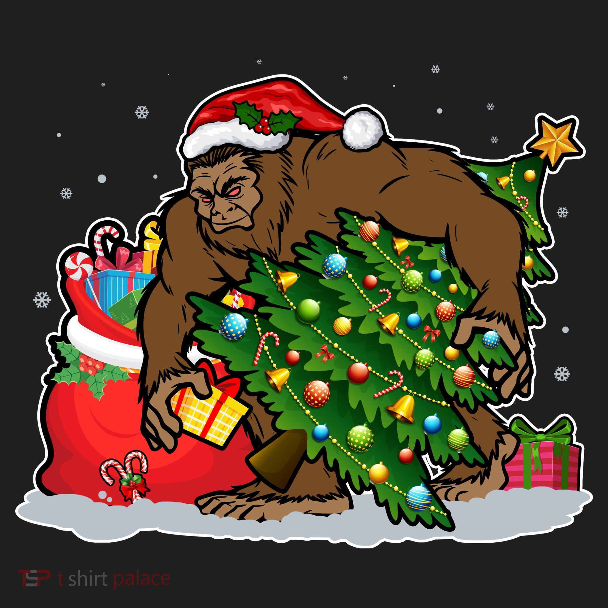 Funny Christmas Santa Sasquatch Bigfoot Beanie