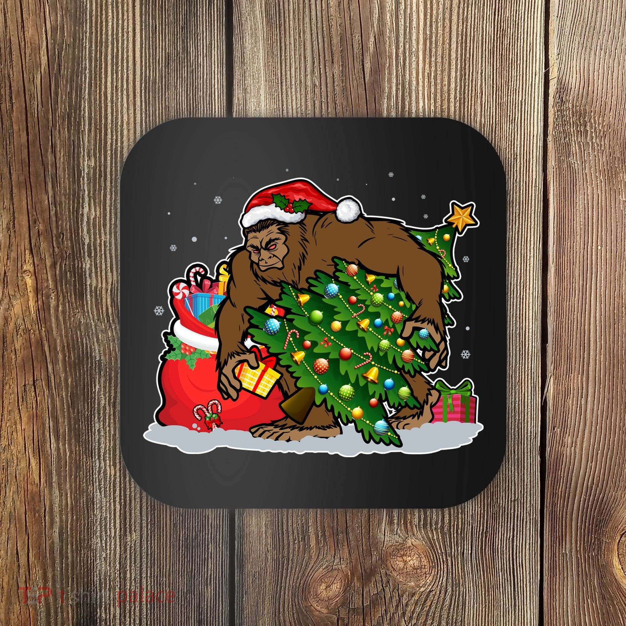 Funny Christmas Santa Sasquatch Bigfoot Coaster