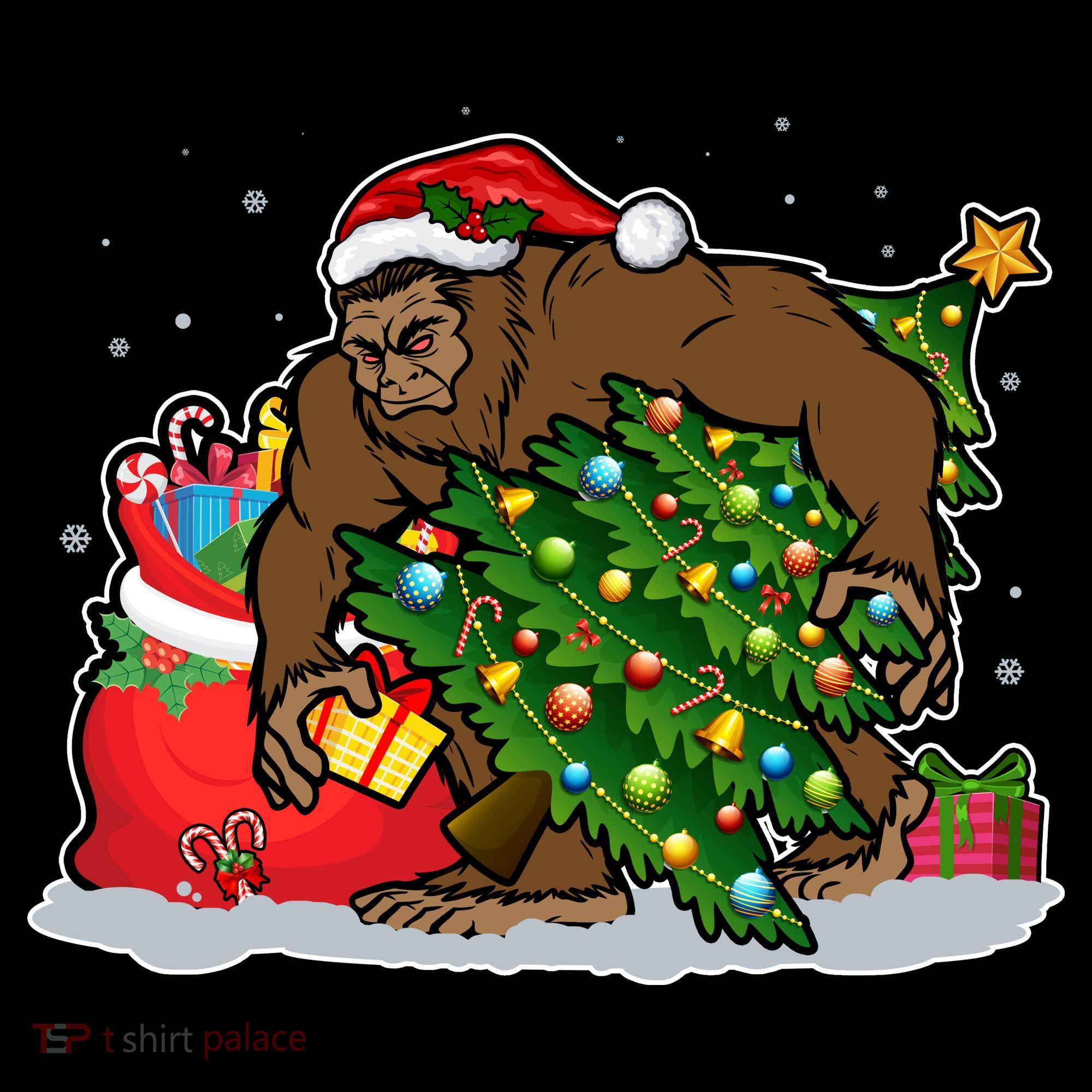 Funny Christmas Santa Sasquatch Bigfoot Women's Hoodie