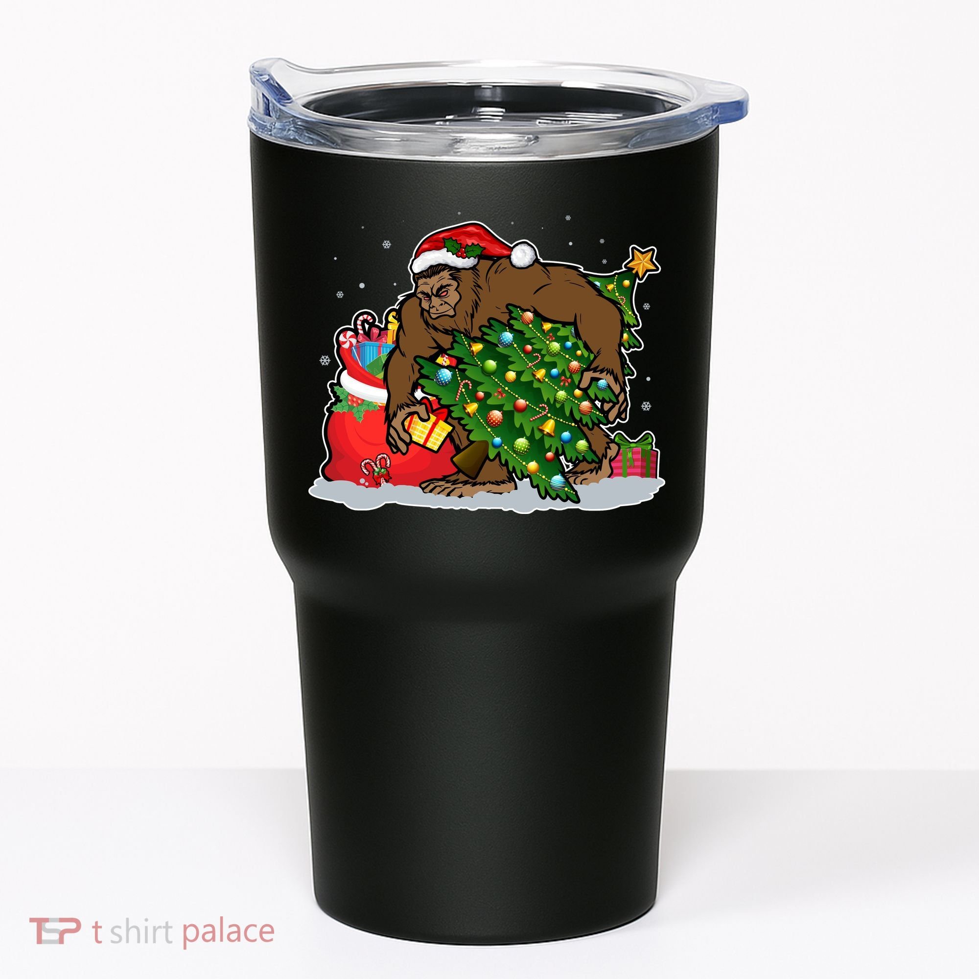 Funny Christmas Santa Sasquatch Bigfoot Tumbler