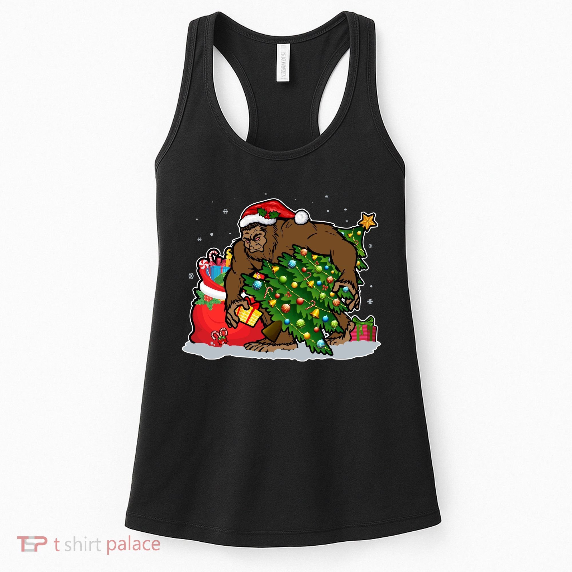Funny Christmas Santa Sasquatch Bigfoot Women's Tank Top