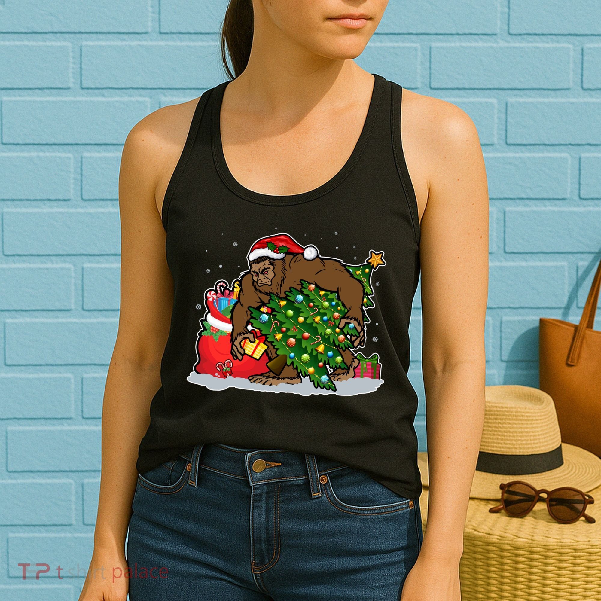 Funny Christmas Santa Sasquatch Bigfoot Women's Tank Top
