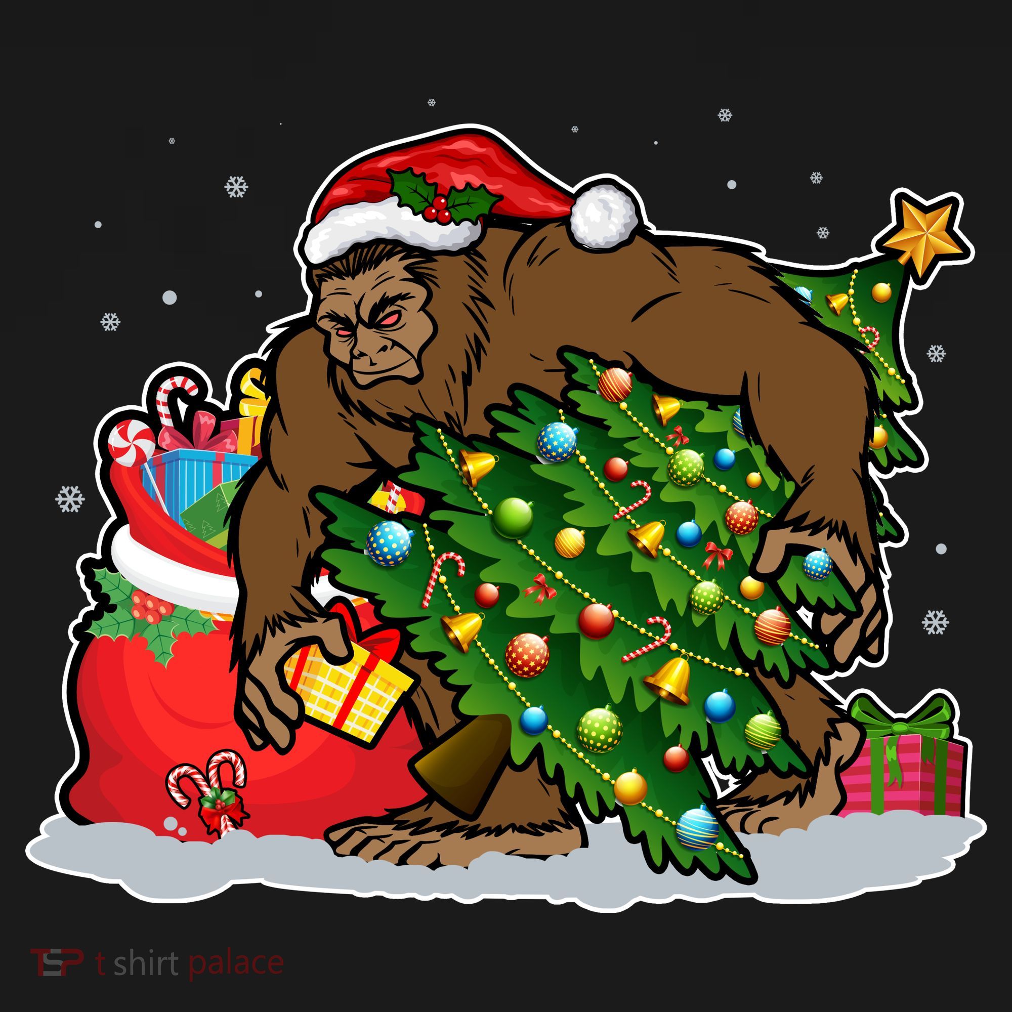 Funny Christmas Santa Sasquatch Bigfoot Women's Tank Top