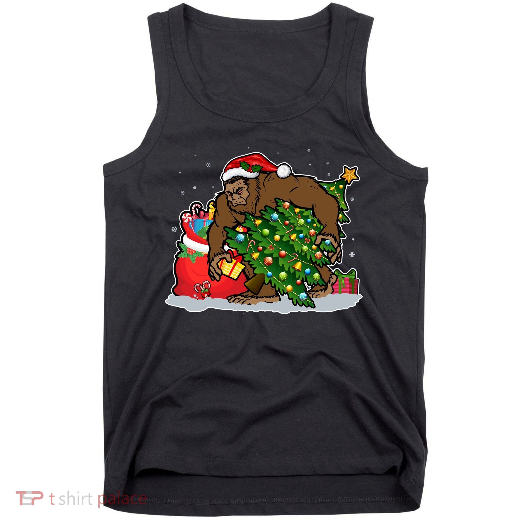 Funny Christmas Santa Sasquatch Bigfoot Tank Top